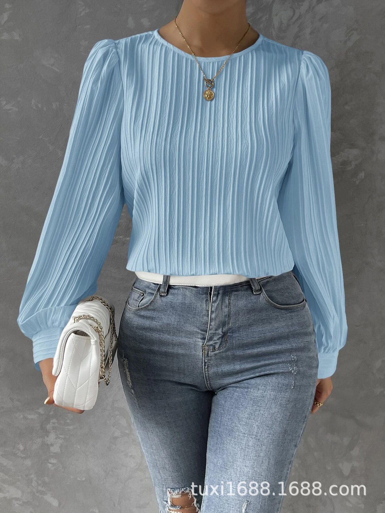 By Olivia | Women's Blouse with Lantern Sleeves
