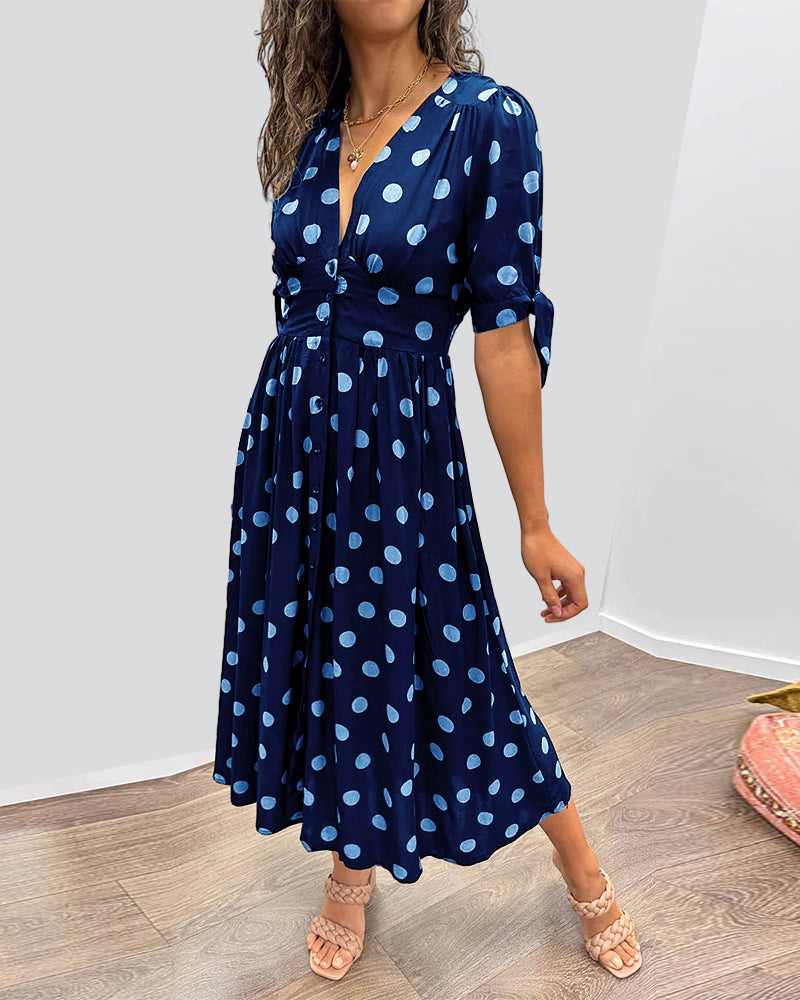 Mina™ | Dress with a V-neck and Dots