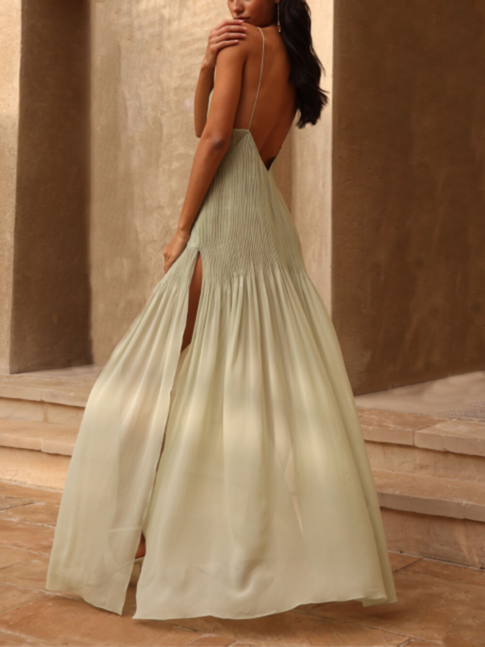 Ethereal Elegance Pleated Maxi Dress