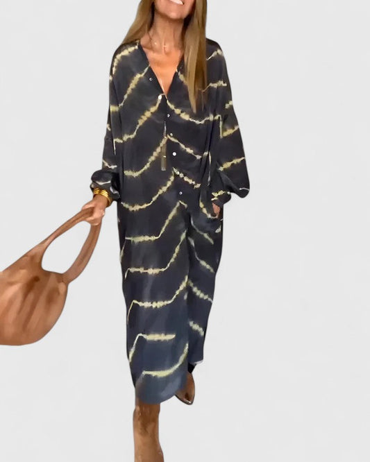 Amelie™ | Elegant Boho Striped Maxi Dress