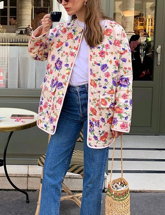 Katy | Cotton Jacket with Floral Pattern