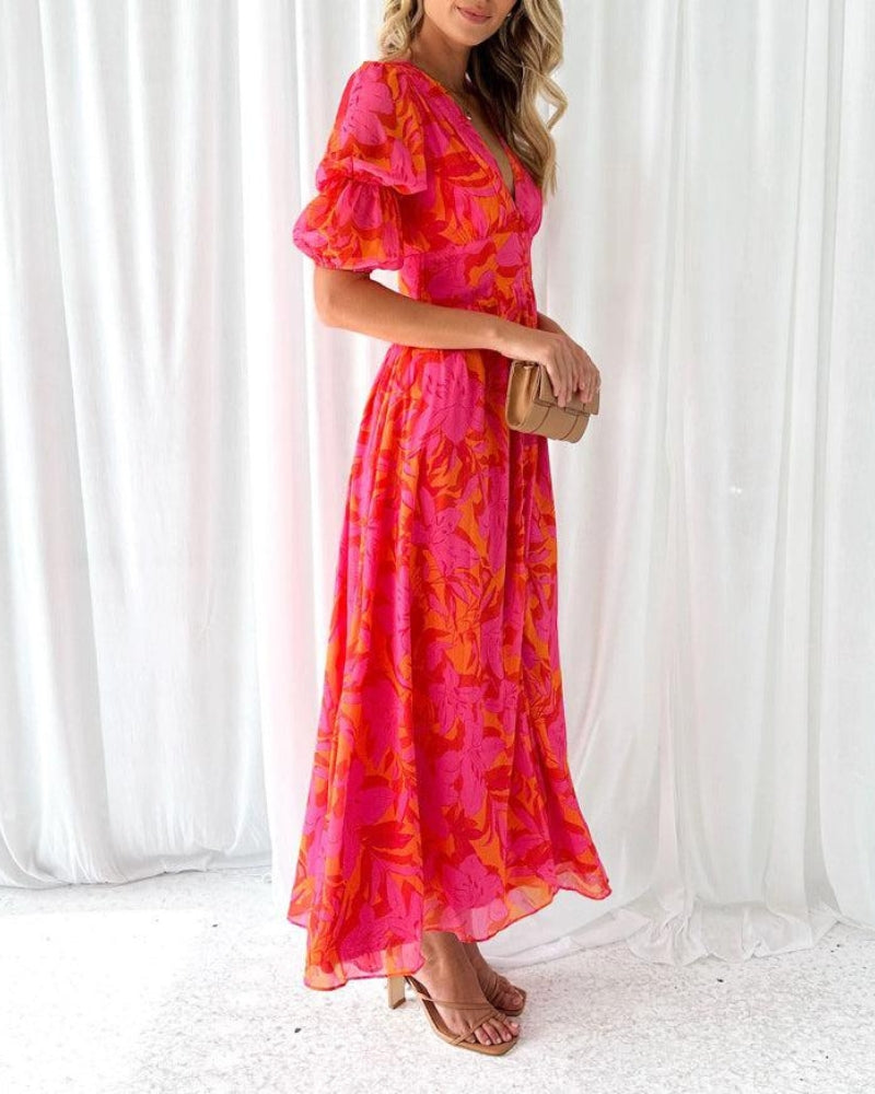 DERANA | Pink Red Maxi Dress