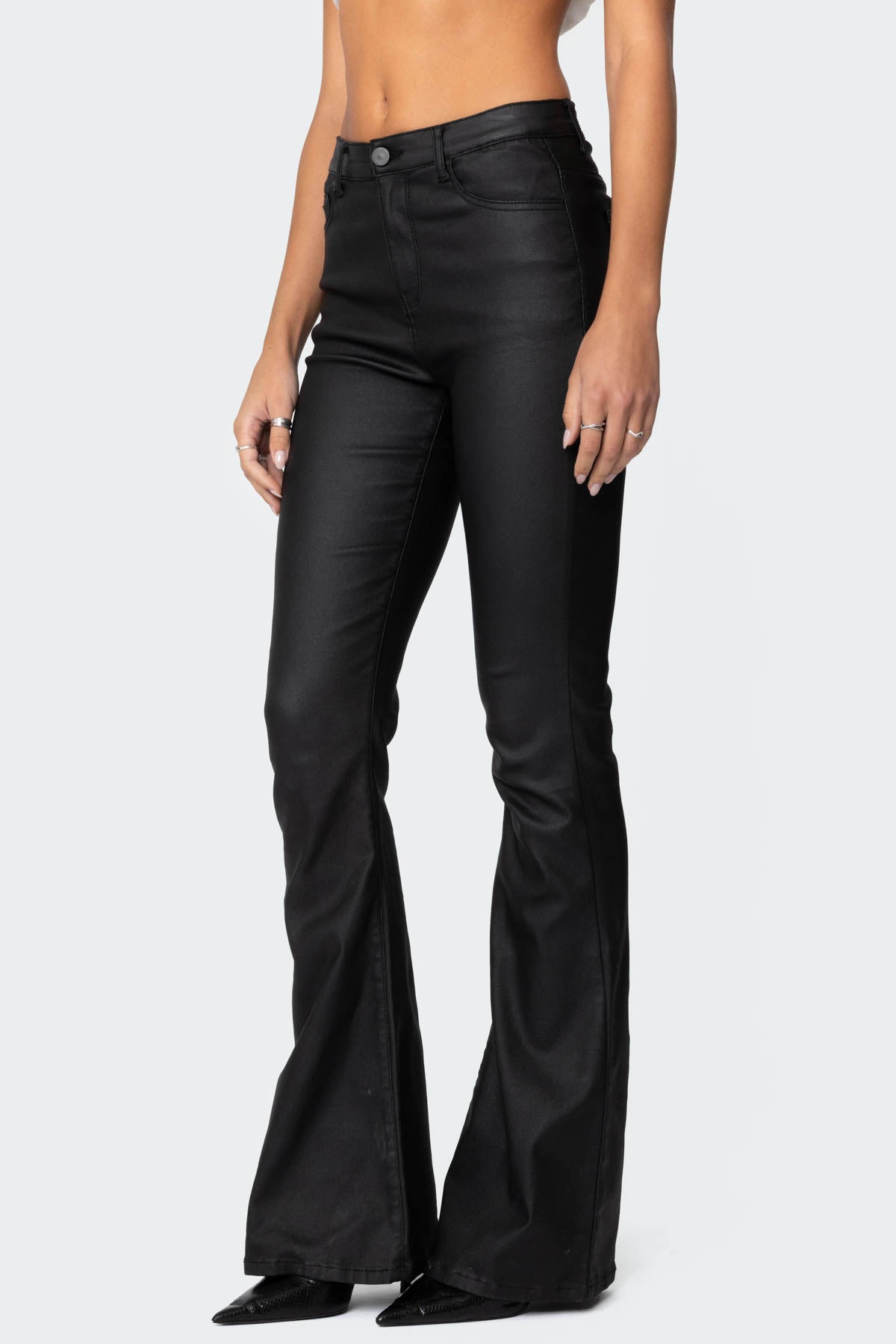 Luna | Flare Style Faux Leather Jeans