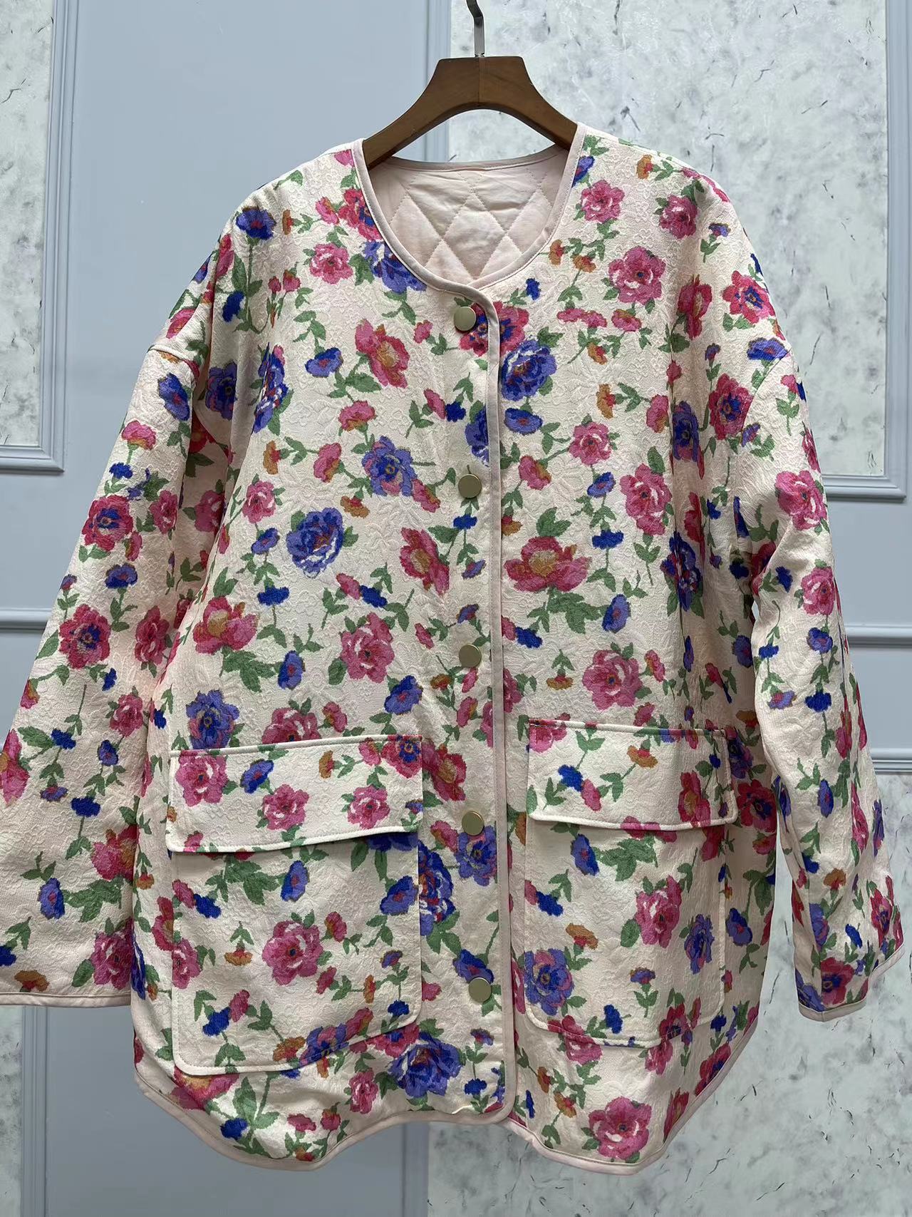 Katy | Cotton Jacket with Floral Pattern