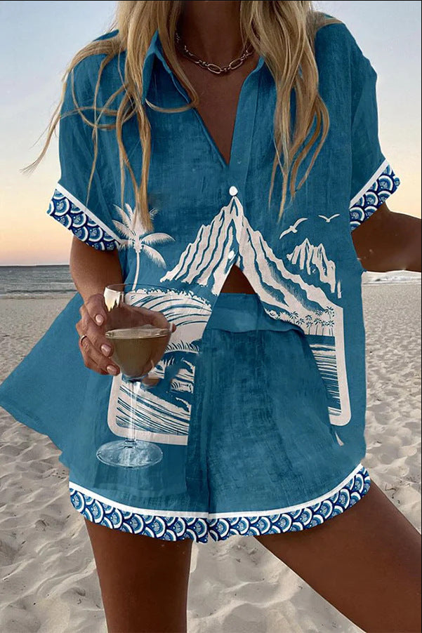 Virina™ | Short Linen Set Mount Fuji