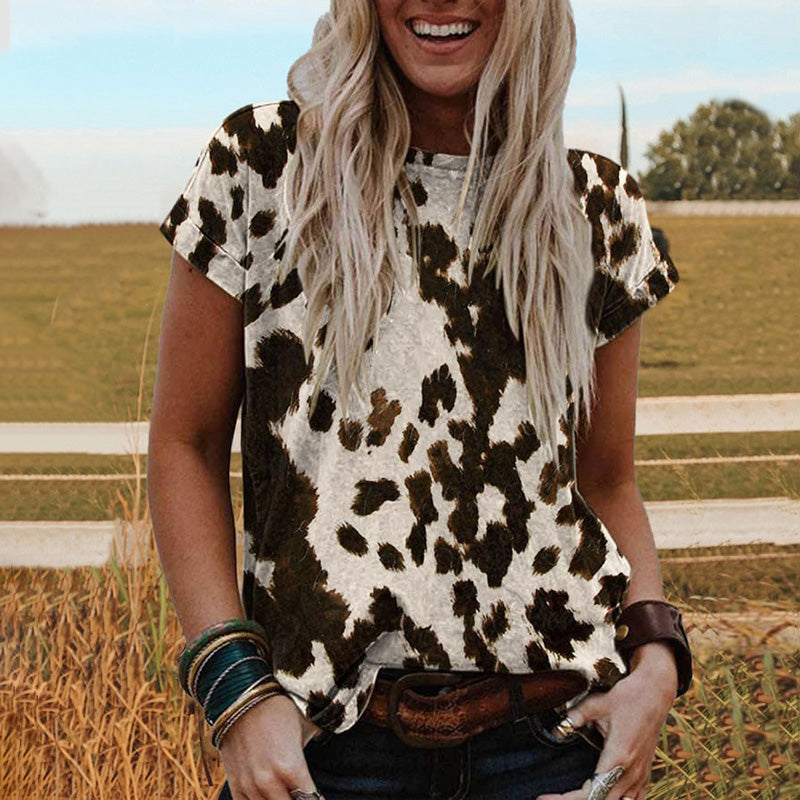 Vintage | Western Style T-shirt with Cow Print