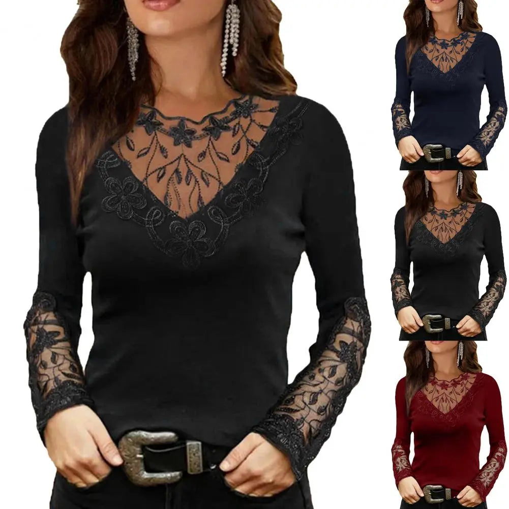 Ketty | Lace Blouse with V-Neck