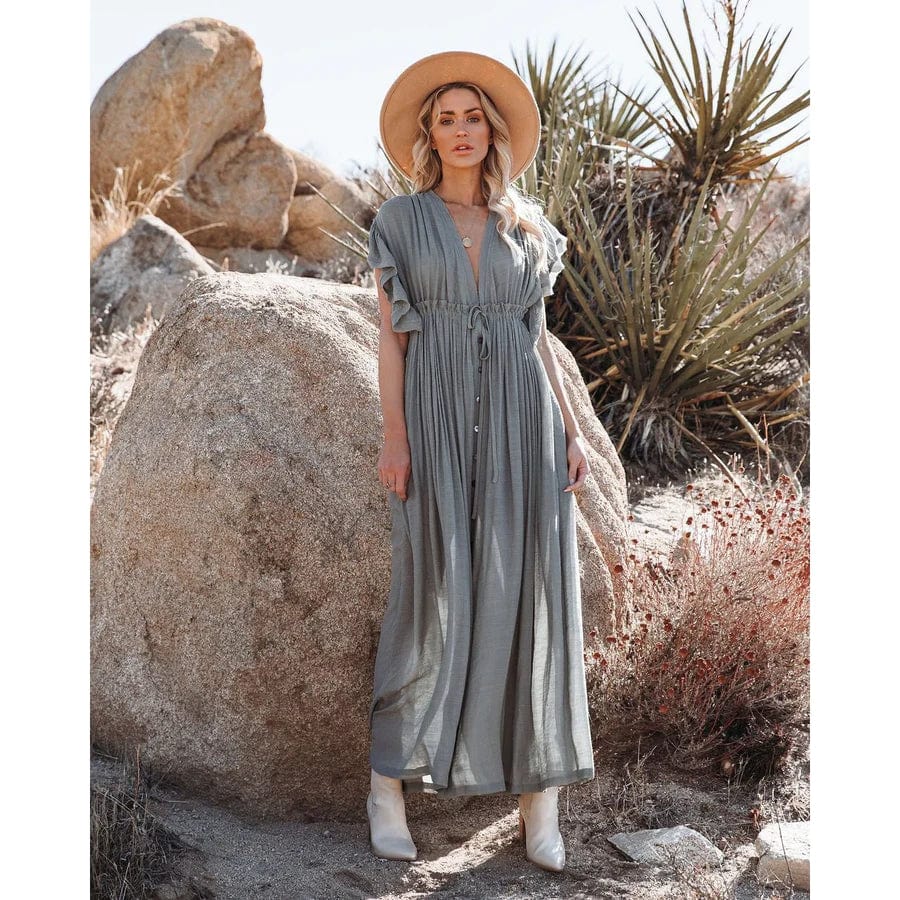 Sara™ | Maxi Green/Grey Ibiza Dress
