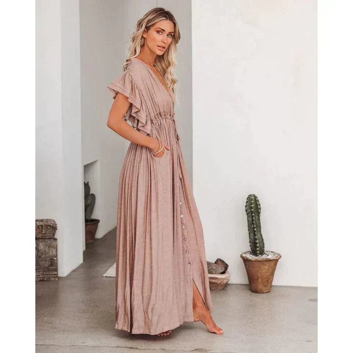 Anne™ | Maxi Taupe Ibiza Dress