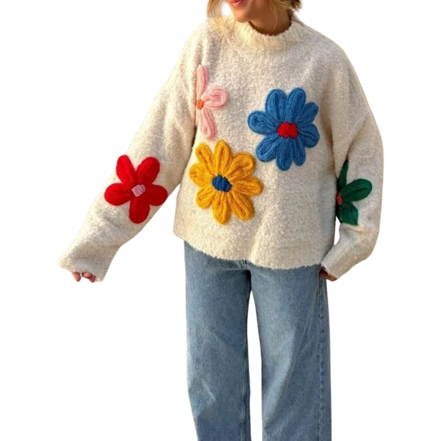 Stella | Sweater with Knitted Flowers