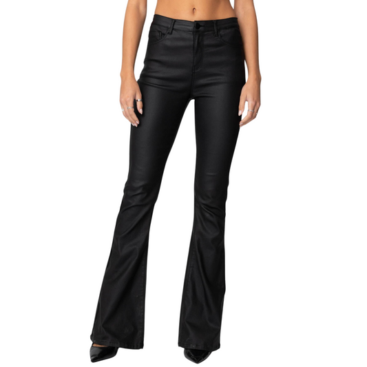 Luna | Flare Style Faux Leather Jeans
