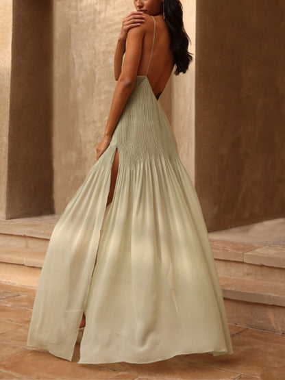 Ethereal Elegance Pleated Maxi Dress