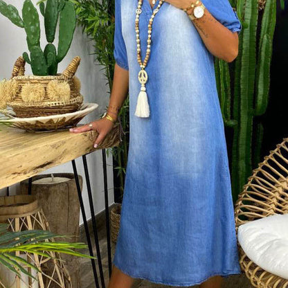 Belle™ | Summer V-Neck Half Denim Dress