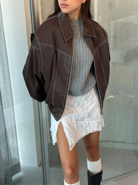 Rosie | Leather Bomber Jacket