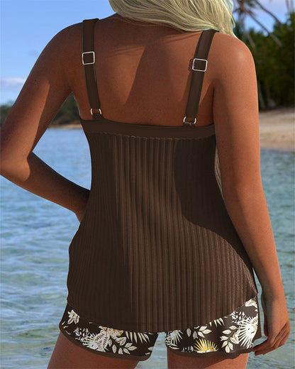 Two-Piece Striped Tankini Swimsuit