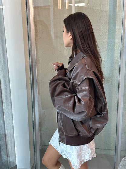 Rosie | Leather Bomber Jacket