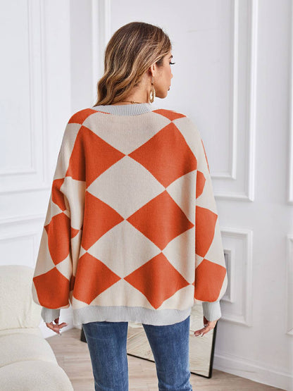 Metric | Sweater with Colorful Blocks and V-Neck