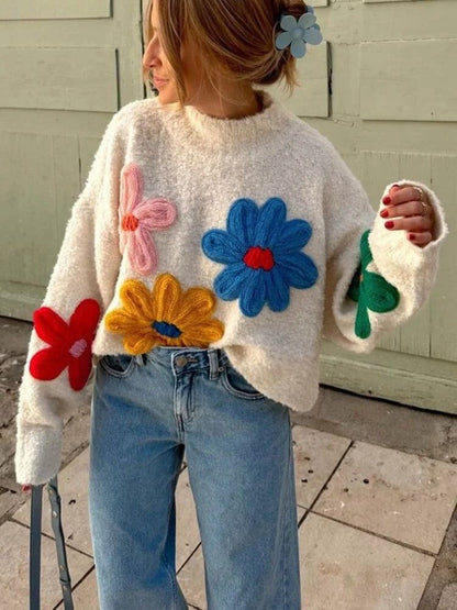 Stella | Sweater with Knitted Flowers