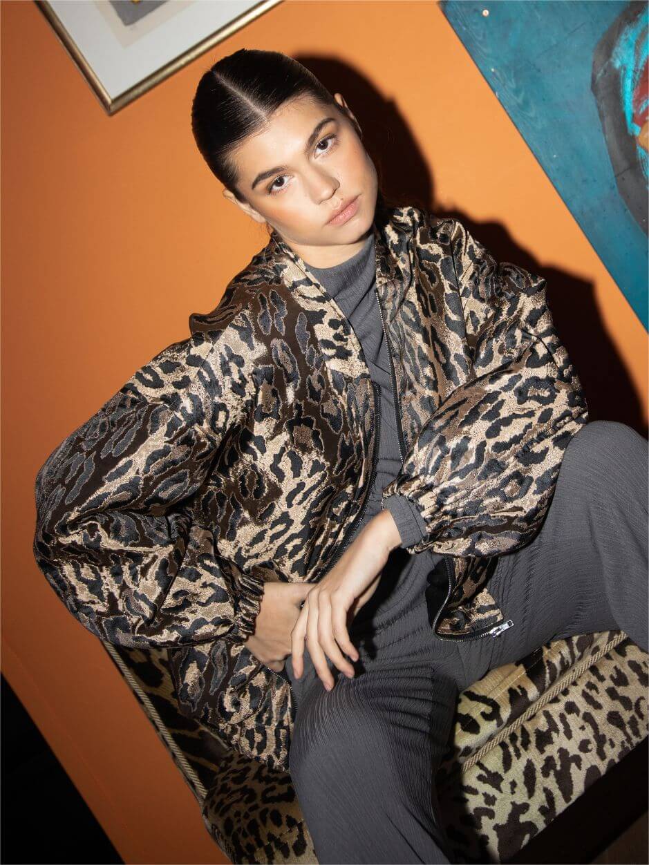 Fenna Leopard Print Bomber Jacket
