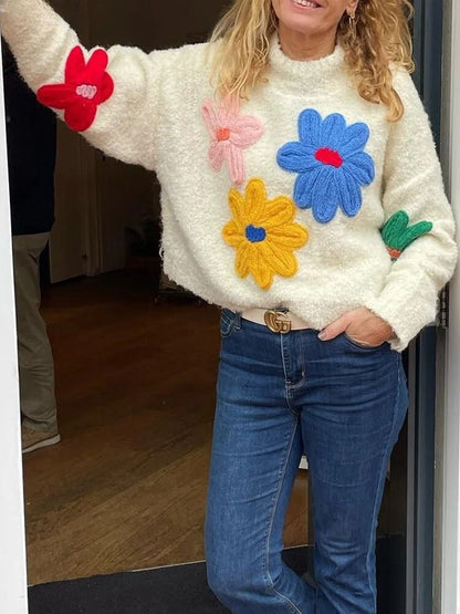 Stella | Sweater with Knitted Flowers
