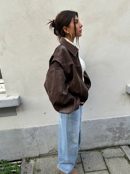 Rosie | Leather Bomber Jacket