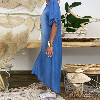 Belle™ | Summer V-Neck Half Denim Dress