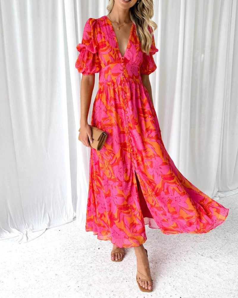 DERANA | Pink Red Maxi Dress