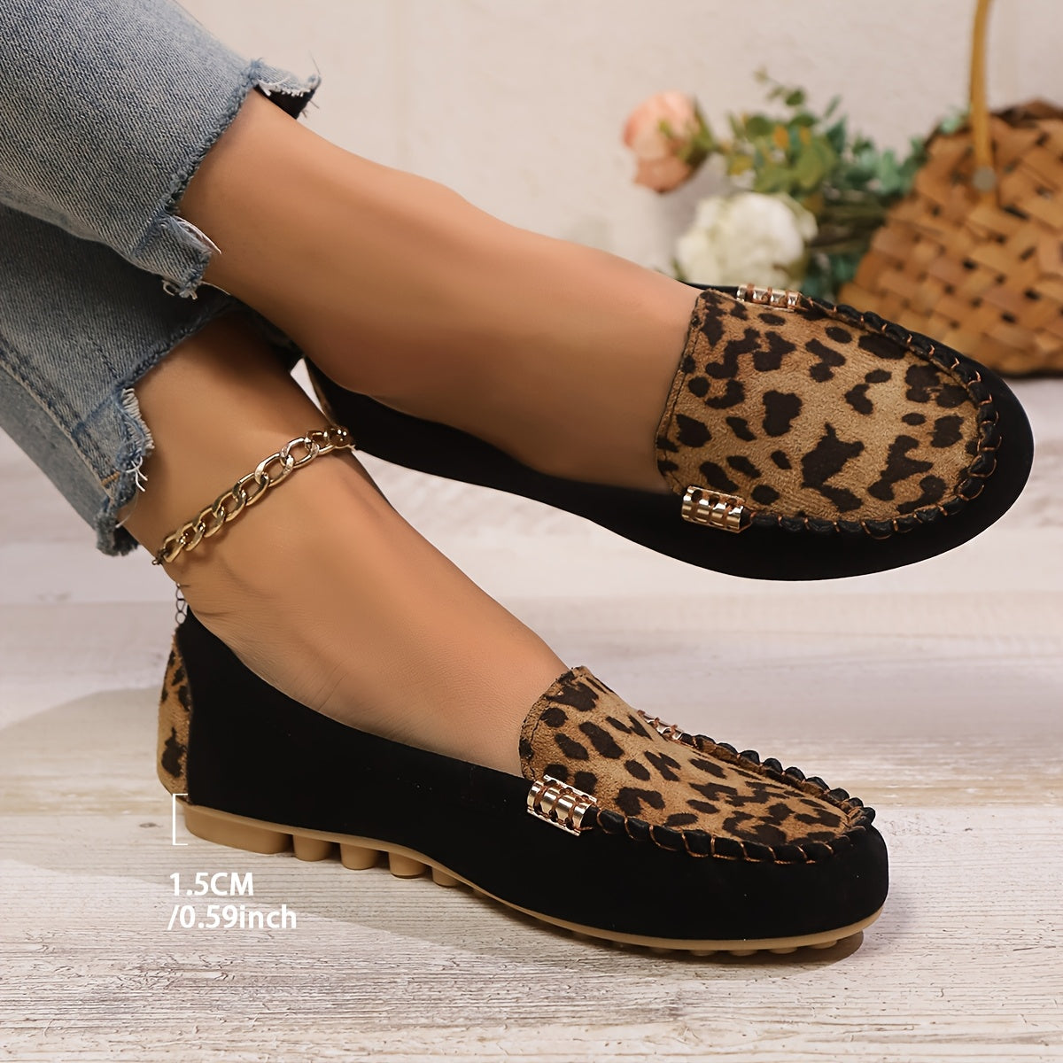 Calie | Comfortable loafers with leopard accents