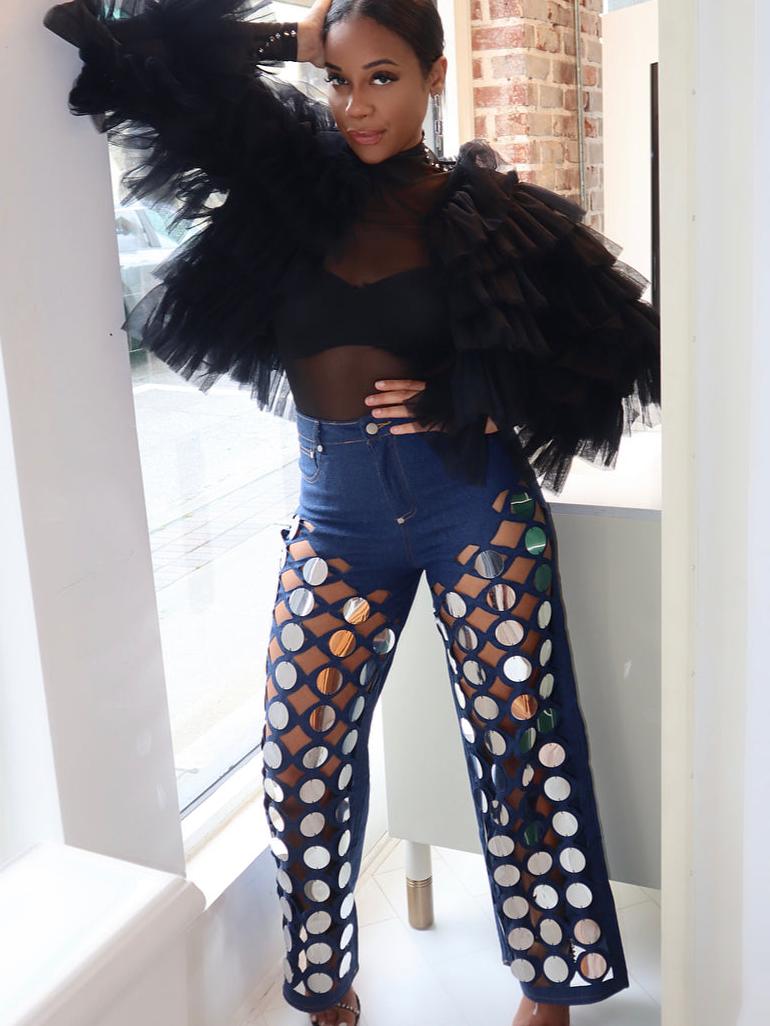 Street | jeans with empty sequins