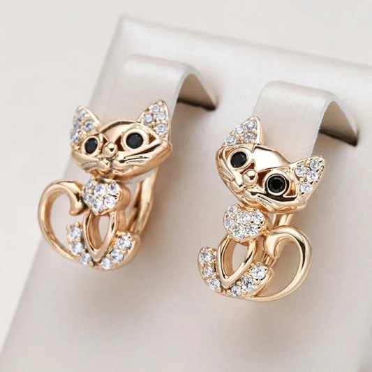 Elegant Zirconia Cat Earrings