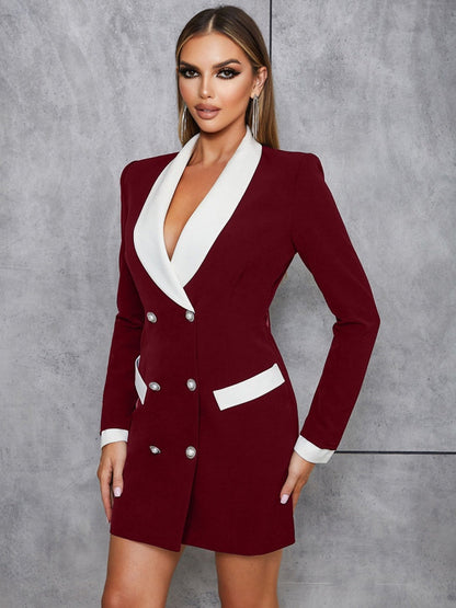 Blazer Dress | Elegant Dress with V-Neck