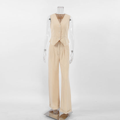 Cotton Slim Vest Pants Suit