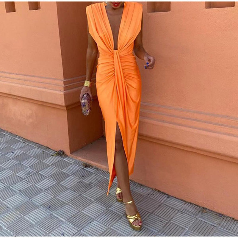 Crocetta™ | Elegant Dress with Deep Neckline