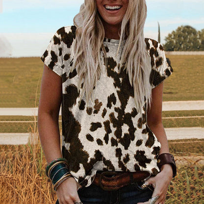 Vintage | Western Style T-shirt with Cow Print