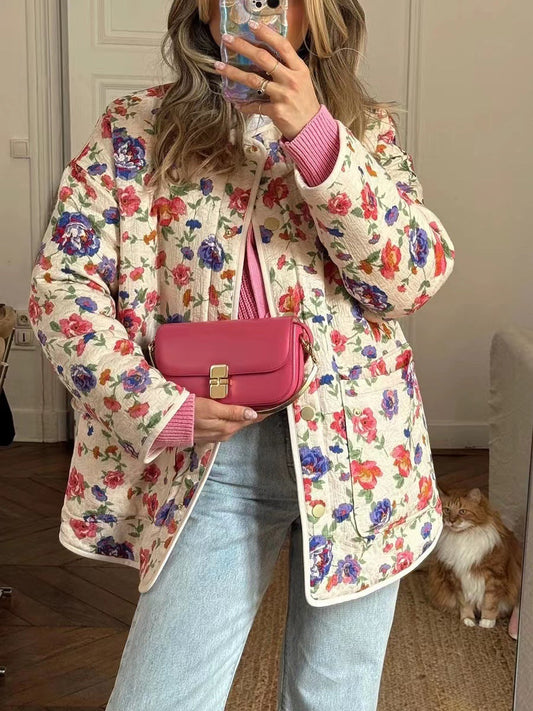 Katy | Cotton Jacket with Floral Pattern