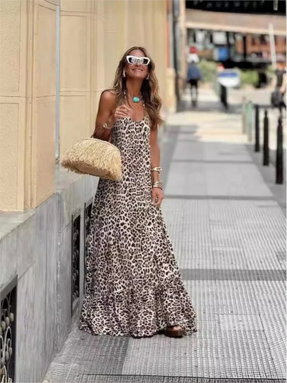 Soline | Summer Maxi Dress in Leopard Print