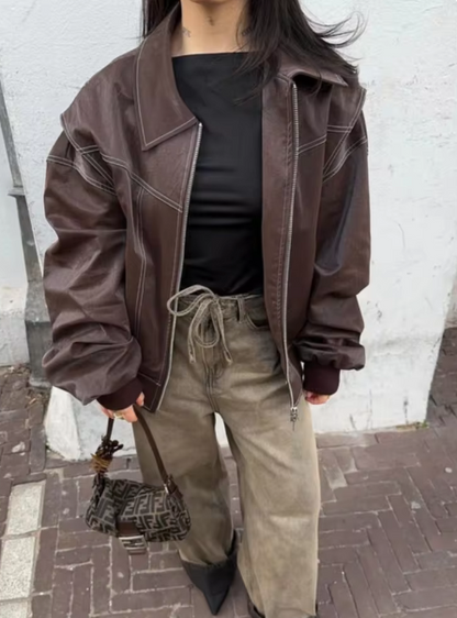Rosie | Leather Bomber Jacket