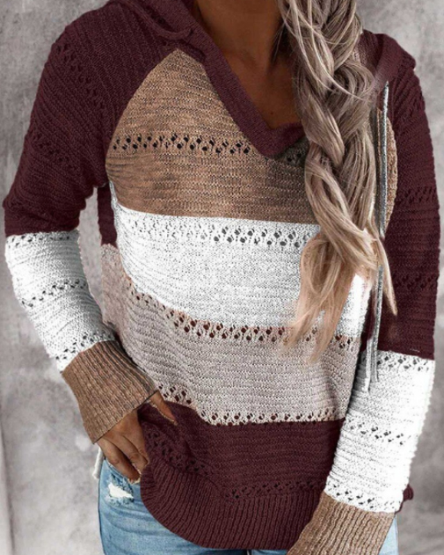 Holly - Striped Knit Hoodie