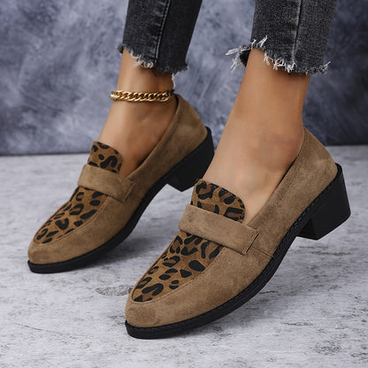 Lina | Elegant loafers with leopard accents and a heel