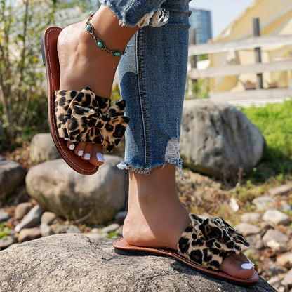 Loana | Leopard Print Sandals with a Fun Bow
