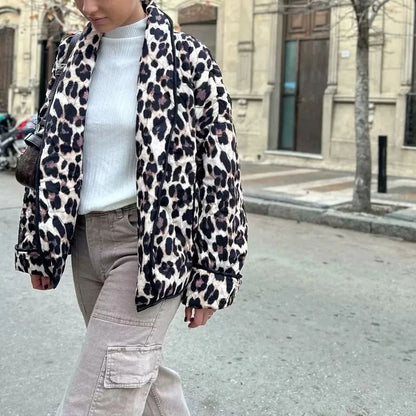 Quilted Jacket in Leopard Print