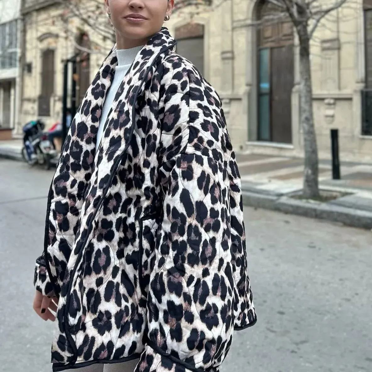 Quilted Jacket in Leopard Print