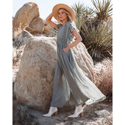 Sara™ | Maxi Green/Grey Ibiza Dress