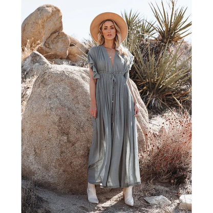 Sara™ | Maxi Green/Grey Ibiza Dress