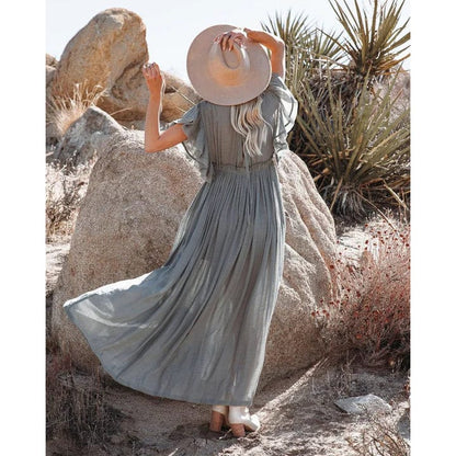 Sara™ | Maxi Green/Grey Ibiza Dress