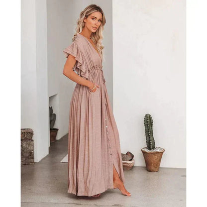 Anne™ | Maxi Taupe Ibiza Dress
